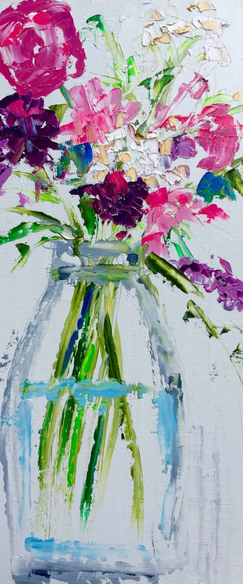 Vase of wild flowers  14"x11" by Emma Bell