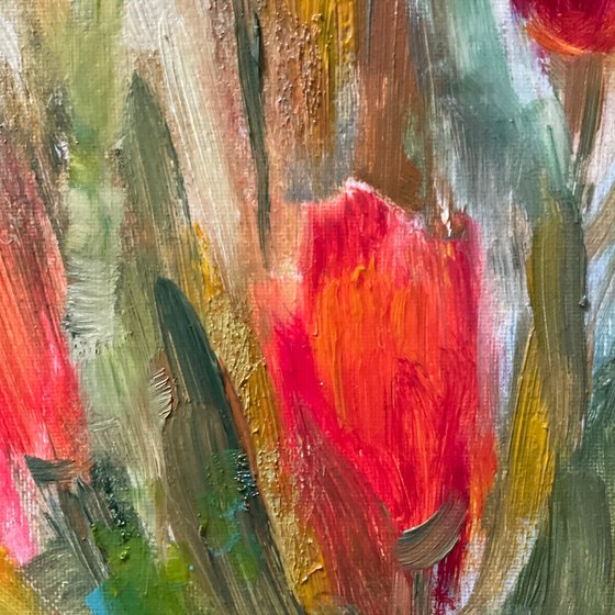 TULIPS BATHING IN THE SUNLIGHT