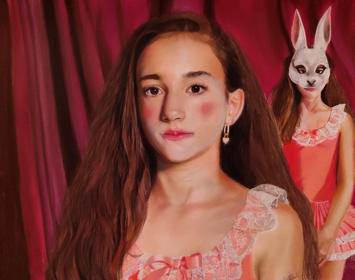 Photorealistic Portrait Pastel Drawing By Laura Muolo, 20 X 16", The Turn, Original Artwork