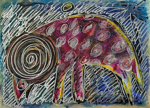 Sheep 29.5x40.5cm acrylic on canvas by Koto Javakhyan