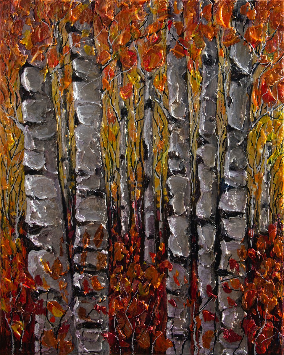 The Golden Birch-Trees - Original Painting (pal | Artfinder