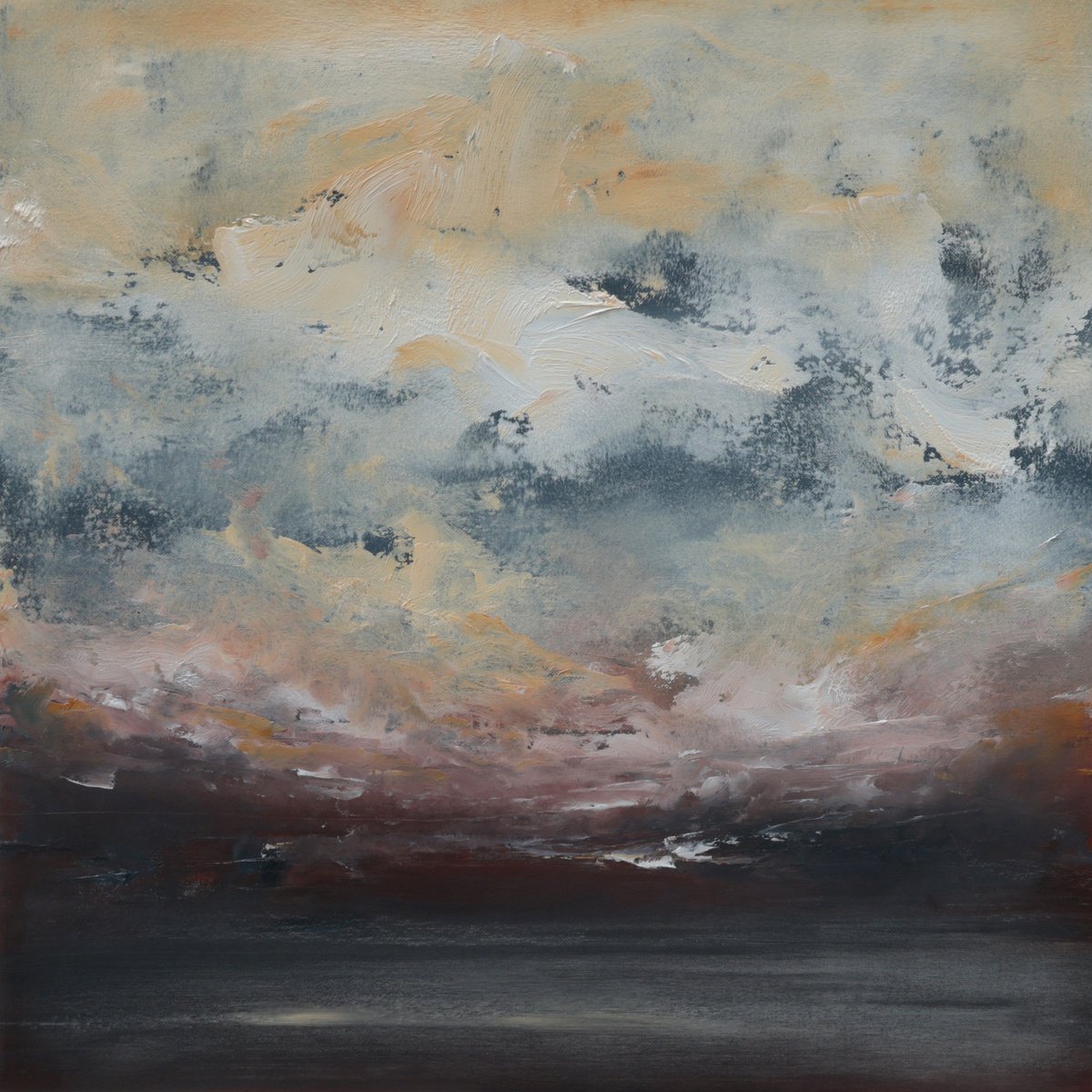 Expressive Landscape Oil Painting By Howard Sills, 16 X 16, Sea Shimmer, Original Artwork