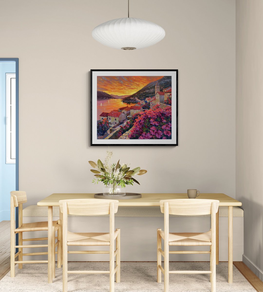 Impressionistic Cityscapes Oil Painting By Evgeny Chernyakovsky, 27 X 24, Sunset, Original Artwork