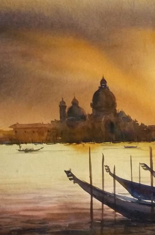 Monsoon Venice - Watercolor Painting by Samiran Sarkar