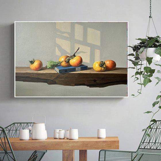 Still life:persimmons on the wooden table c113
