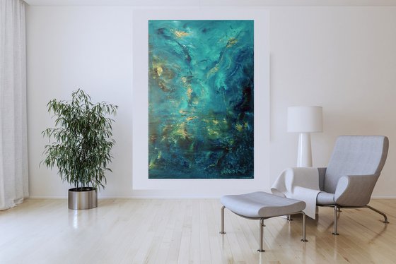 Star dust - XL  blue abstract painting