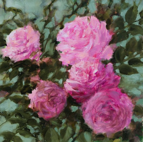 "Pink roses" - medium size - 50X50 cm