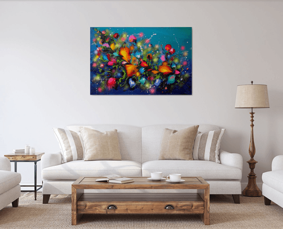 "Eden Evening Garden" Large Floral Painting