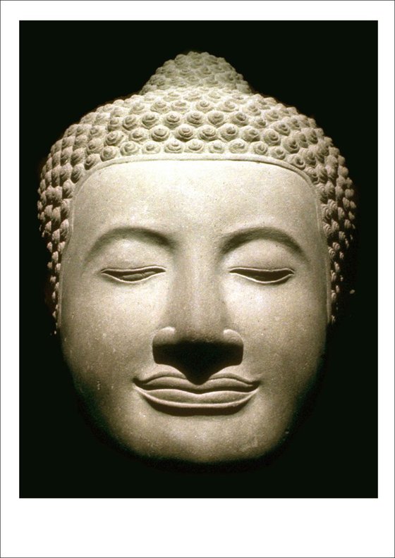Art Khmer Buddha Head, Musee Guimet, Paris, France