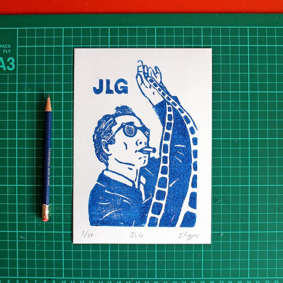 Jean-Luc Godard Linocut Print