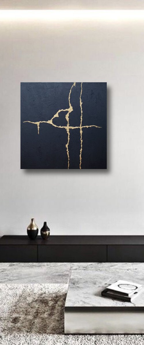 Black Golden Texture Painting by Exclusive Arts