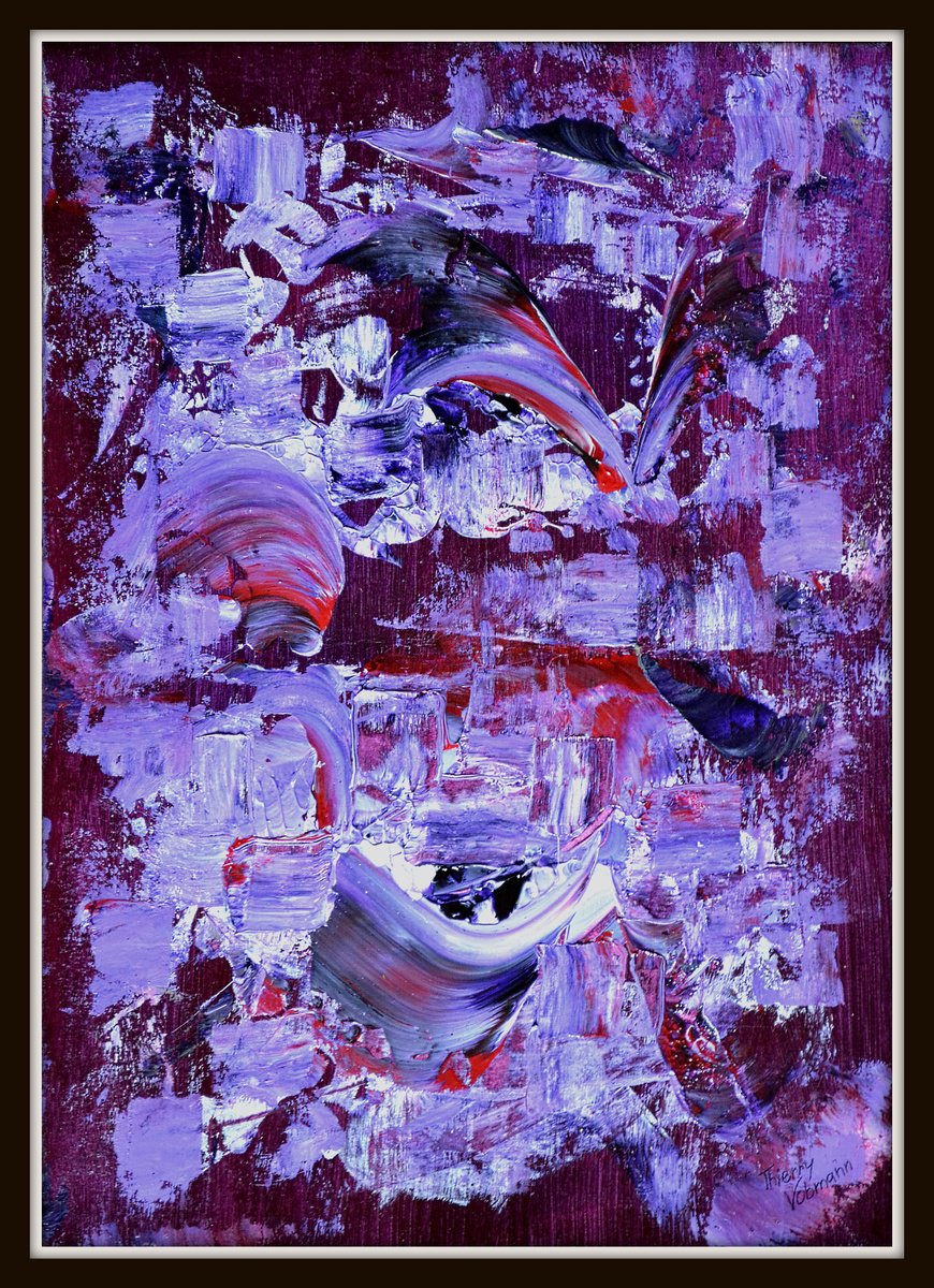 Abstract Landscape Acrylic Painting By Thierry Vobmann. Abstract ., 12 X 17", Purple Shine.abstract., Original Artwork