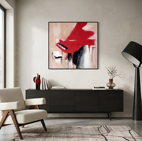 A Red Grand Piano