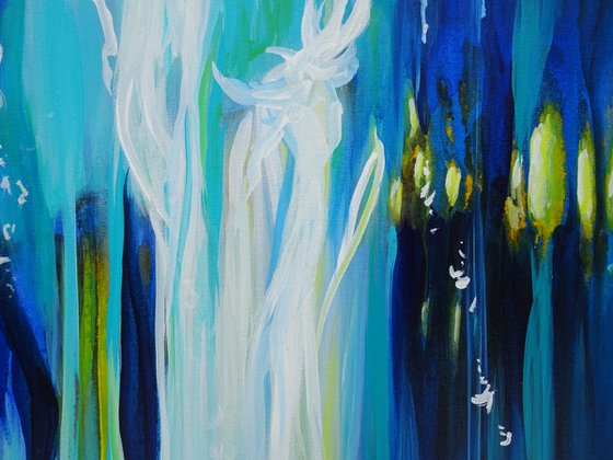Abstract Navy, Ocean Blue, Turquoise, Teal, Aqua, White Painting. Contemporary Artwork for Livingroom, Bedroom, Bathroom Decor