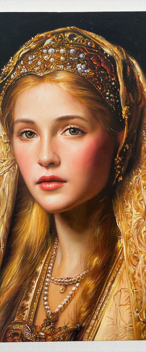 Leon Poynter gold portrait oil painting by Leon Poynter