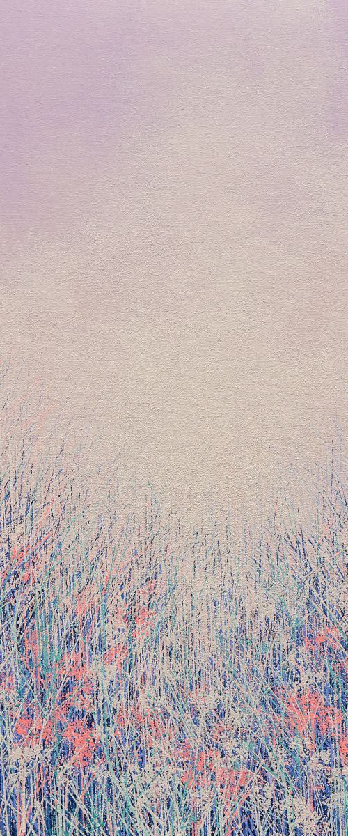 Wild Flowers Under A textured Lilac Sky by Marc Todd