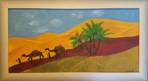 Early painting "Desert" 30*60 cm by Anna Reznik