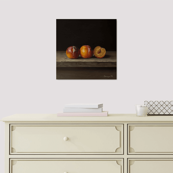 Plums on a Wooden Table