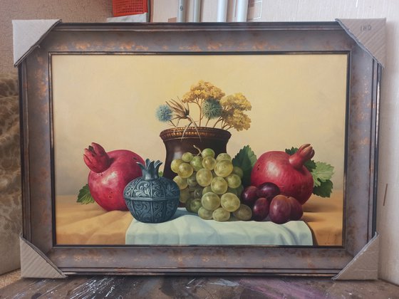 Still life with autumn fruits-2 (40x60cm, oil painting, ready to hang)