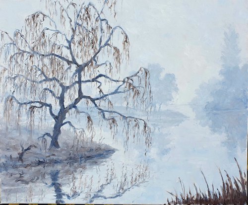 mist on the river with willow tree II by Colin Ross Jack