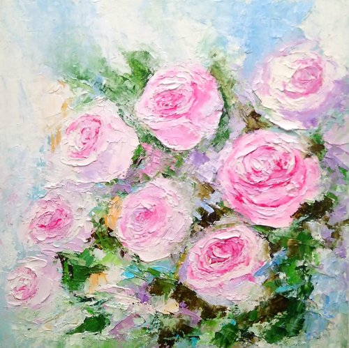 Roses Painting Bouquet Artwork Flower Wall Art by Yulia Berseneva