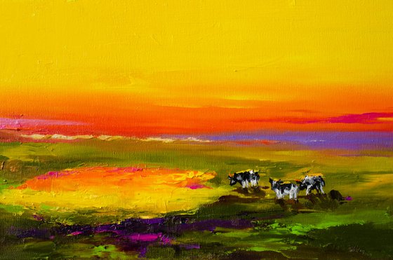 Chromatic Sunset — Golden Field Glow