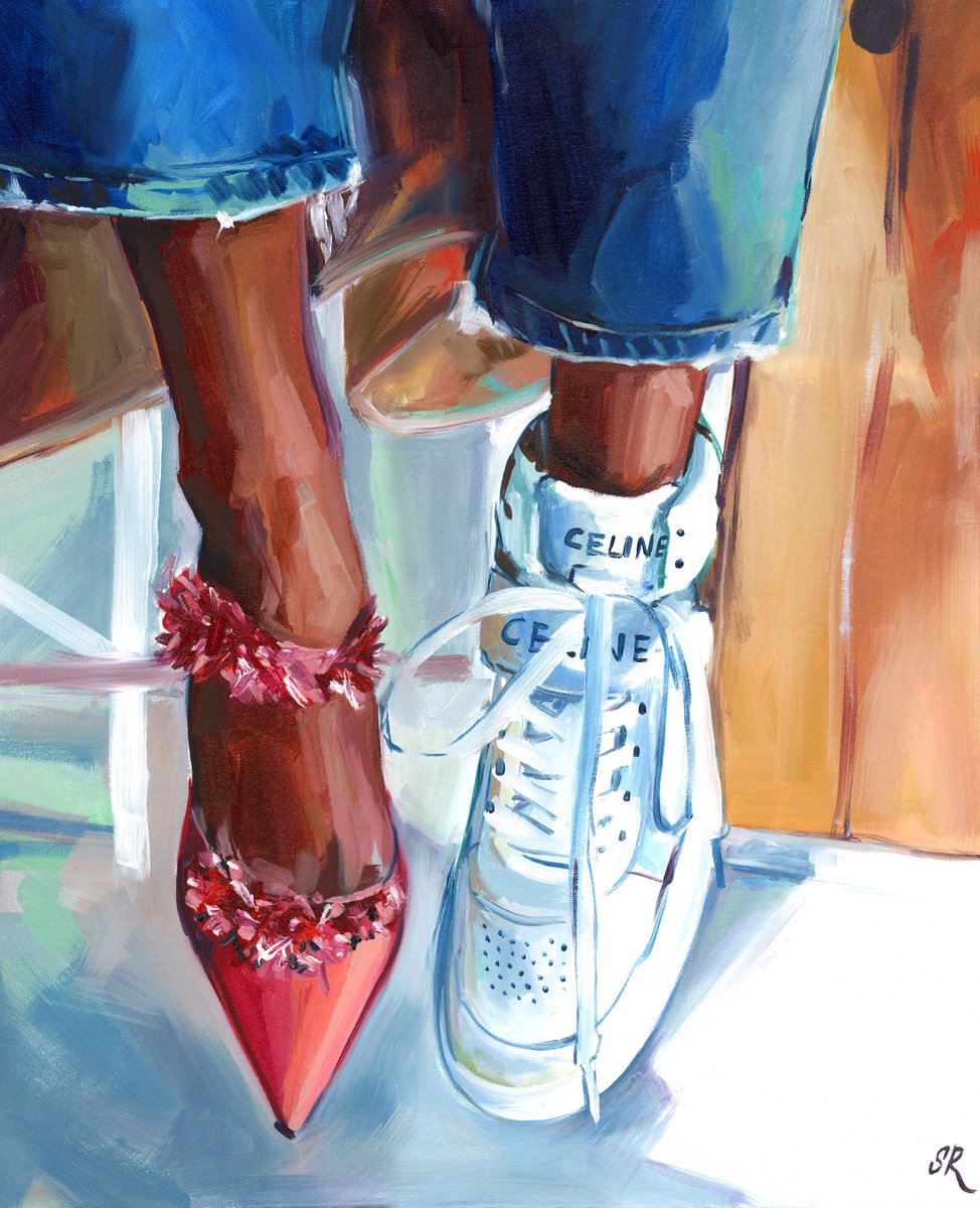 DARE TO BE DIFFERENT - original artwork, woman fashion, shoes by Sasha Robinson