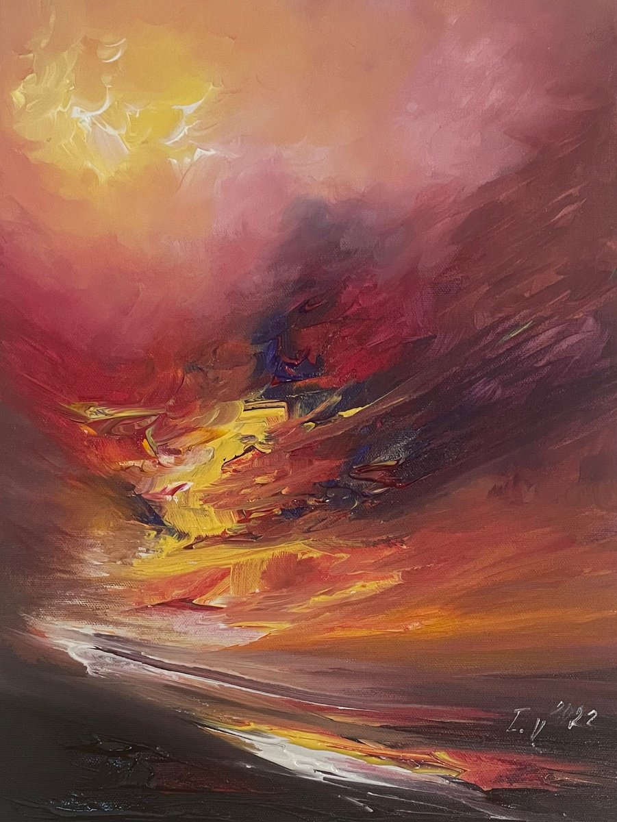 Impressionistic Landscape Acrylic Painting By Timea Valsami, 12 X 16", Eternal Connection, Original Artwork