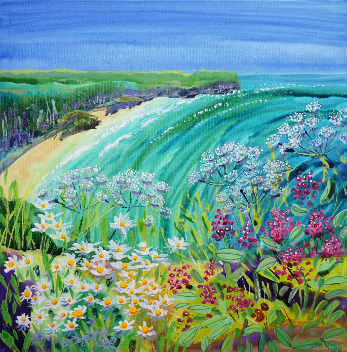 Porthcurno Beach from the Minack by Julia Rigby