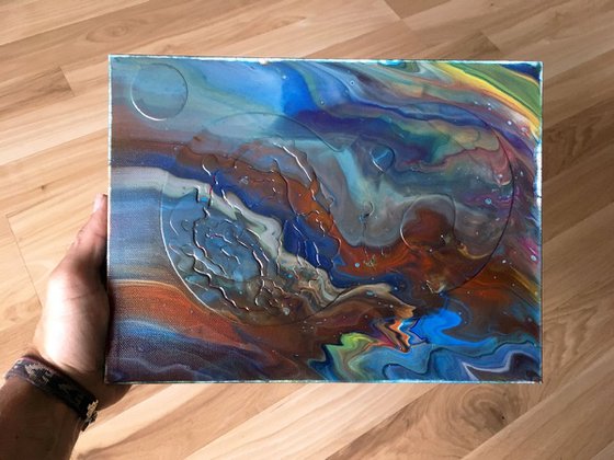 "Wormhole" - Original Abstract PMS Acrylic Painting - 12 x 9 inches