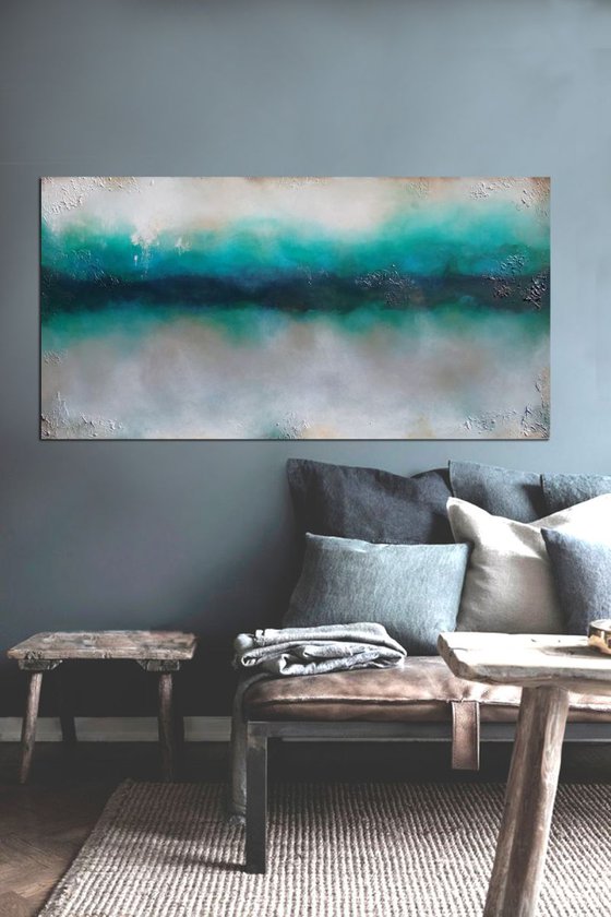 blue green abstract  (140 x 70 cm)