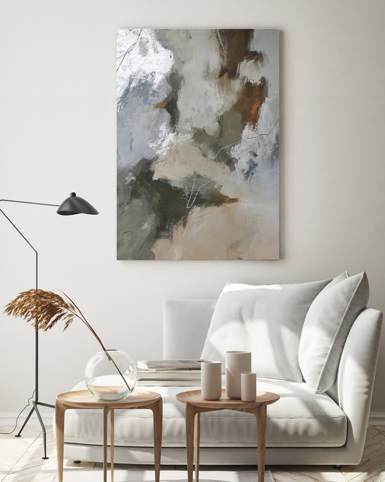 "Velor 2" Gray brown beige abstract art