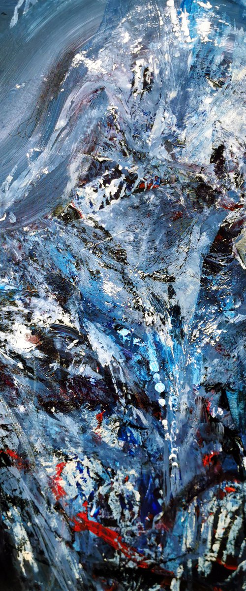 Enigmatic eclectic blue light angel spiritual painting by master O Kloska by Kloska Ovidiu