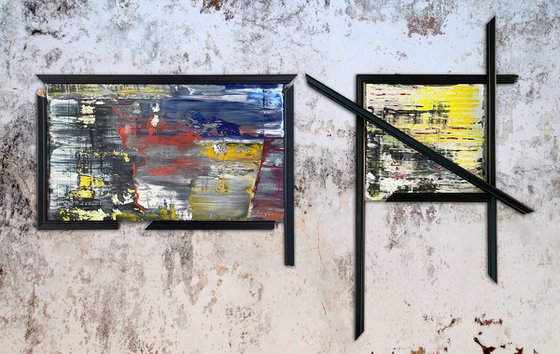 "Home Is Where We Are" - Save As A Series - Original PMS Mixed Media Assemblage Sculptural Paintings On Wooden Frame Pieces and Panels - 49 x 31 inches