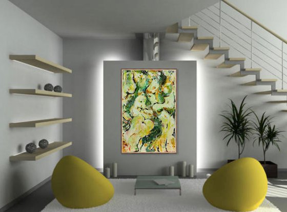 FRUIT AND MOTH - nude abstract original acrylic painting, interior art
