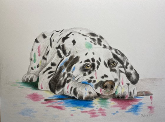 Paint splattered dog (no. 3)