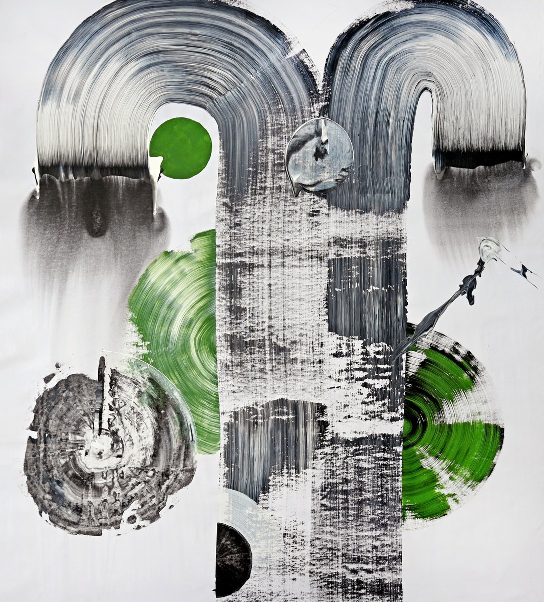 Abstract Acrylic Painting By Sumit Mehndiratta, 39 X 43", Appointed Green, Original Artwork