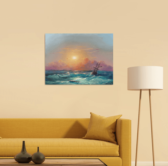 Sunset Over Turbulent Waters