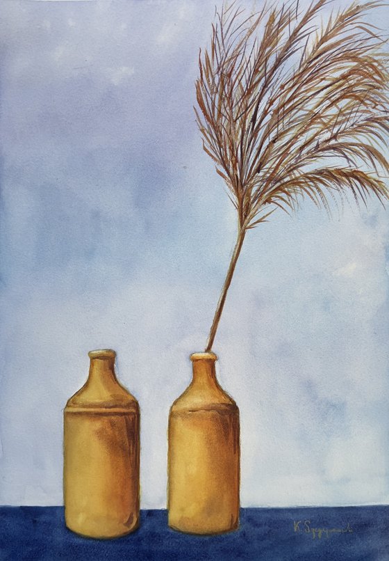 Still life in yellow and blue