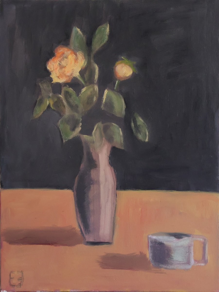 Rose And Cup By Elena Zapassky, 18 X 24, Artwork For Sale On Artfinder