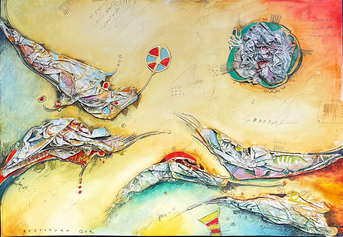 Abstract Painting By Gor Avetisyan, 20 X 14, Deeper Present Of Life Iv, Original Artwork