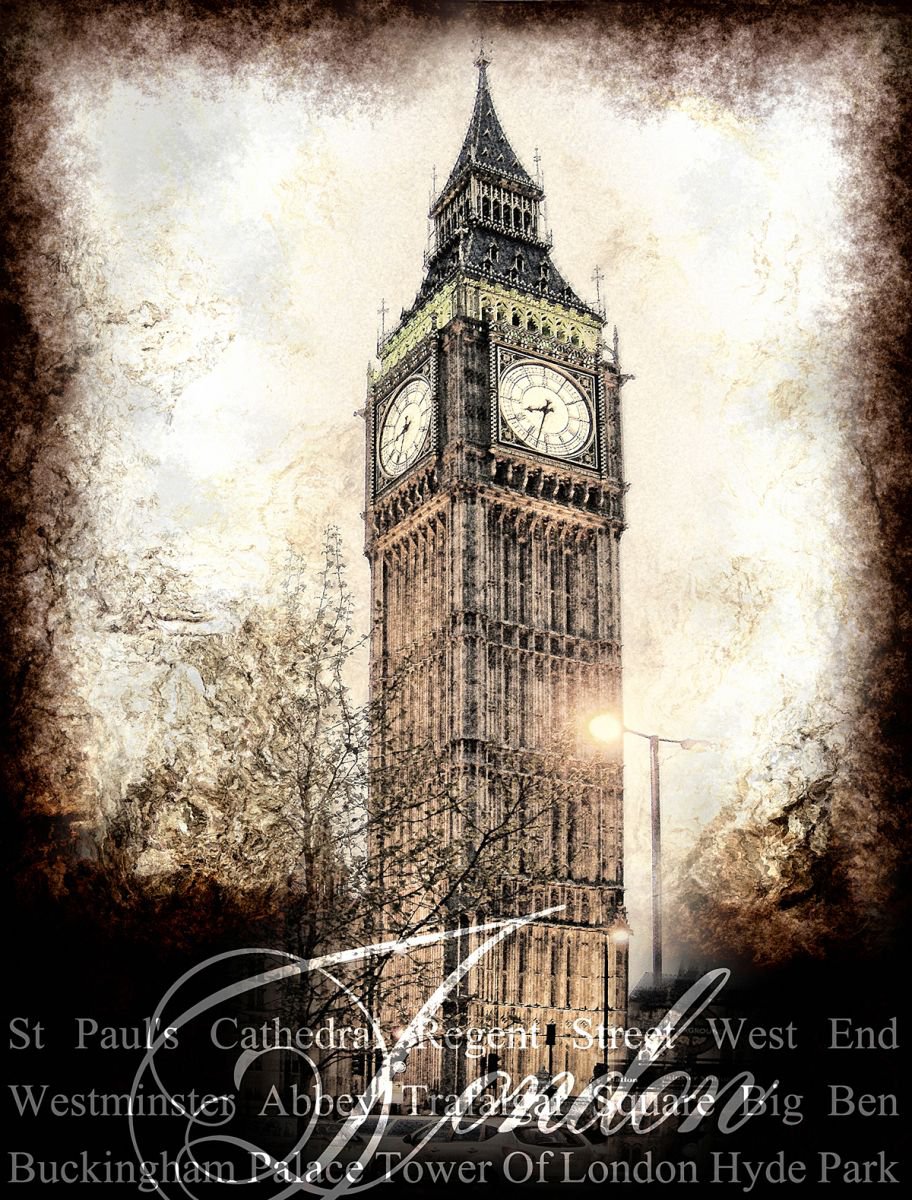 Big Ben/XL large original artwork Print: Javier Diaz | Artfinder