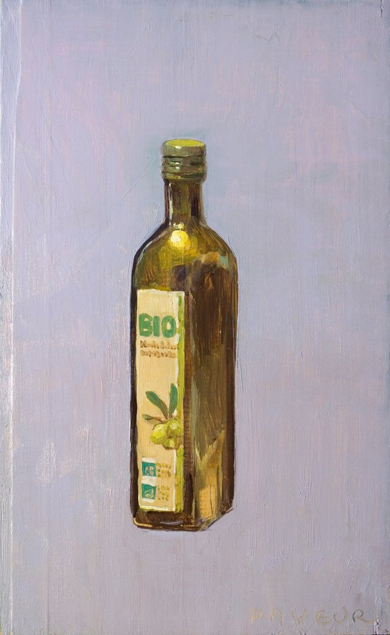 still life of olive oil jar on clear background for food lovers