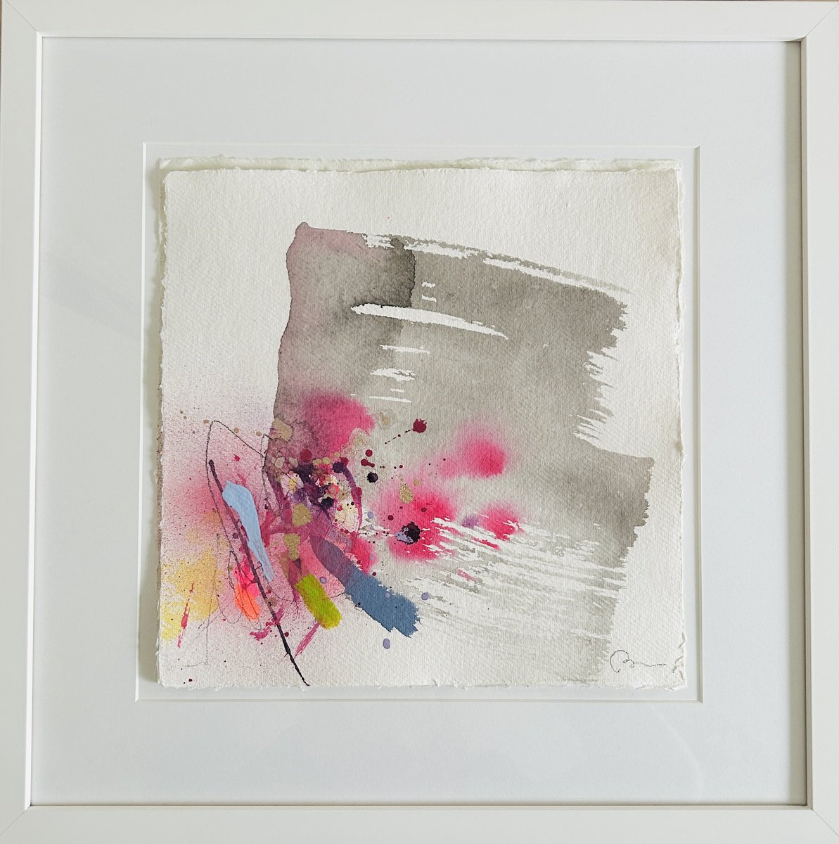 Abstract Ink Drawing By Ryoko Minamitani, 12 X 12", Conversation Series 73, Original Artwork