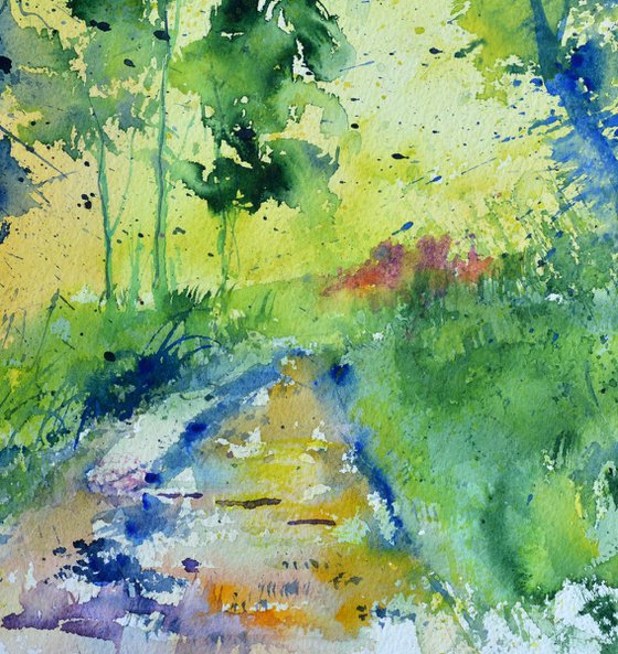 Forest path - watercolor
