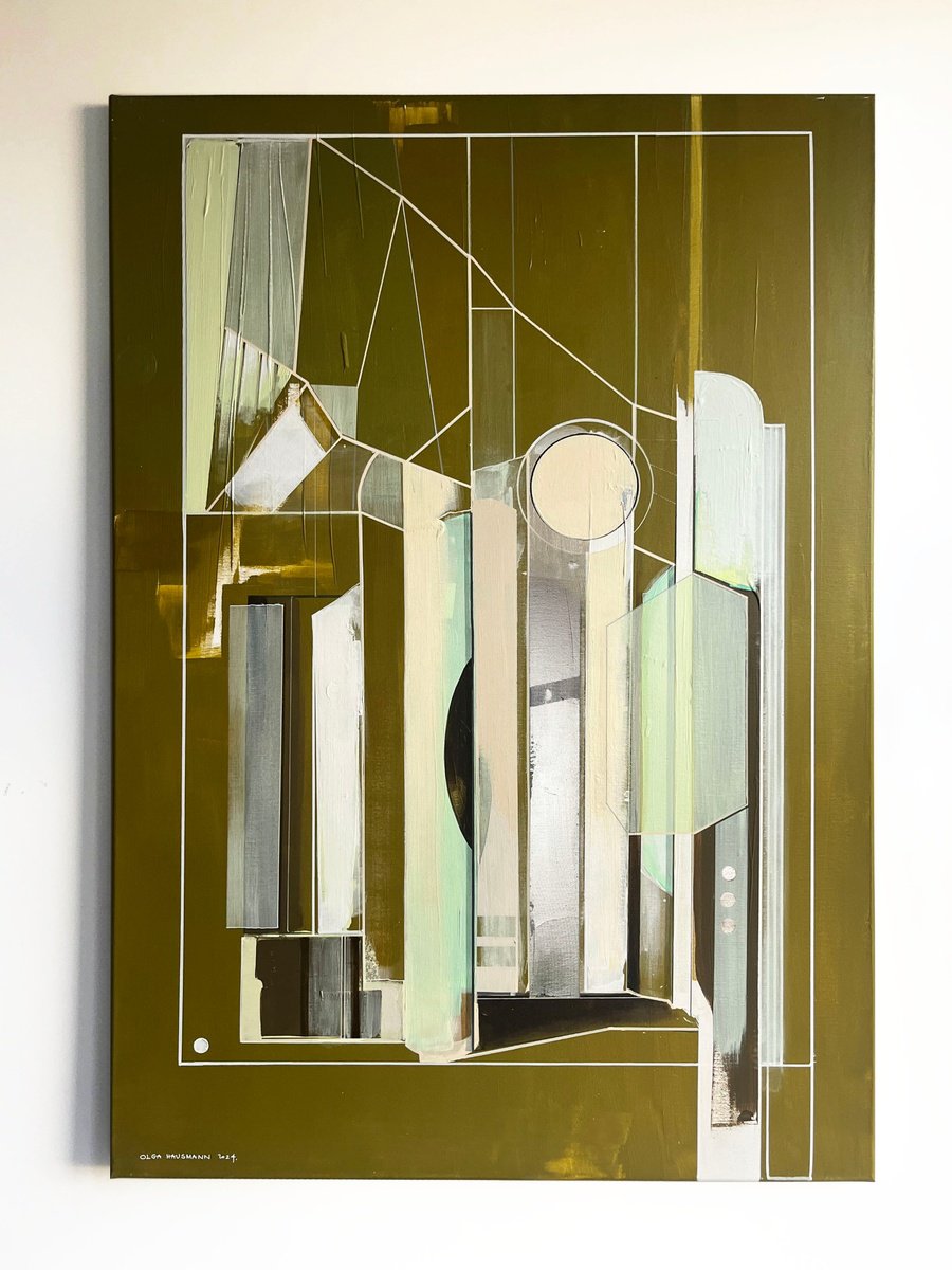 Abstract Acrylic Painting By Olga Hausmann, 28 X 39", Harmonic Set, Original Artwork