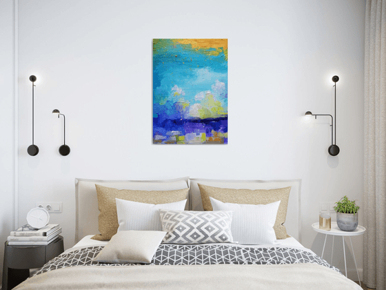 Turquoise and gold sky (50x60cm)