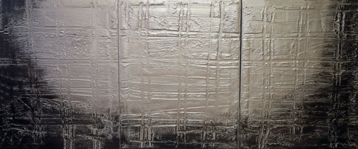 Abstract Painting By Stuart Wright, 48 X 20", Silver Delegation, Original Artwork