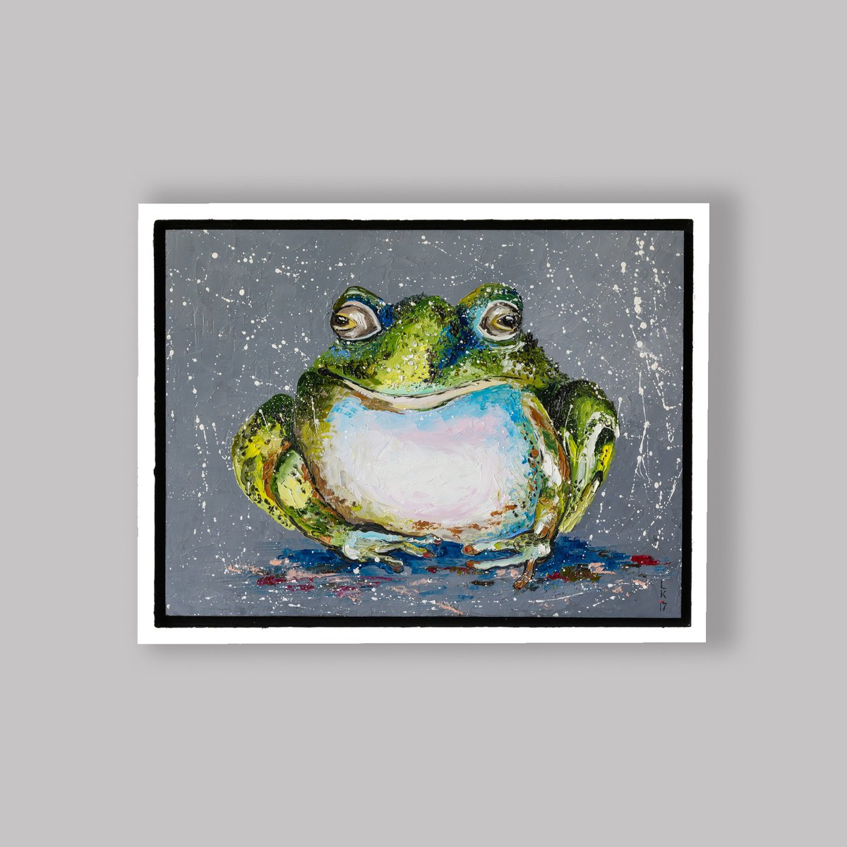 Impressionistic Animal Oil Painting By Liubov Kuptsova, 17 X 13", Toad (Framed), Original Artwork