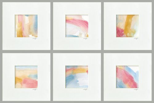 Soft Whispers Collection - Set of 6 Abstract Paintings in Mats by Kathy Morton Stanion by Kathy Morton Stanion